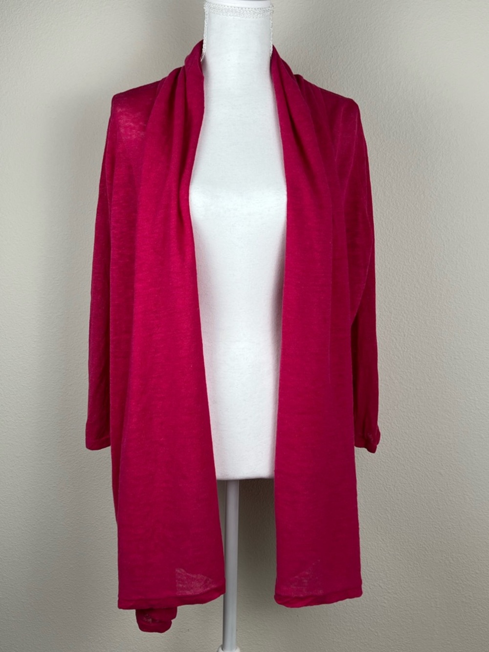 Anne Klein Pink Linen Cardigan XL Open Front Lightweight Flowy Top Capsule